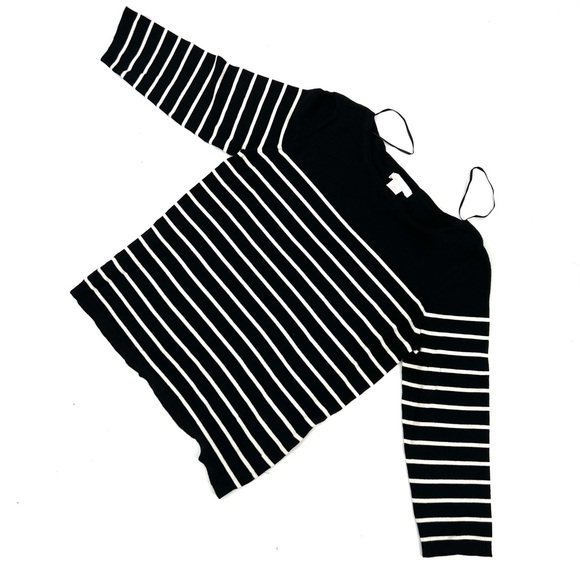 H&M Black and White Knit Pullover French Chic Sweater 3/4 length sleeve Small - Picture 4 of 12